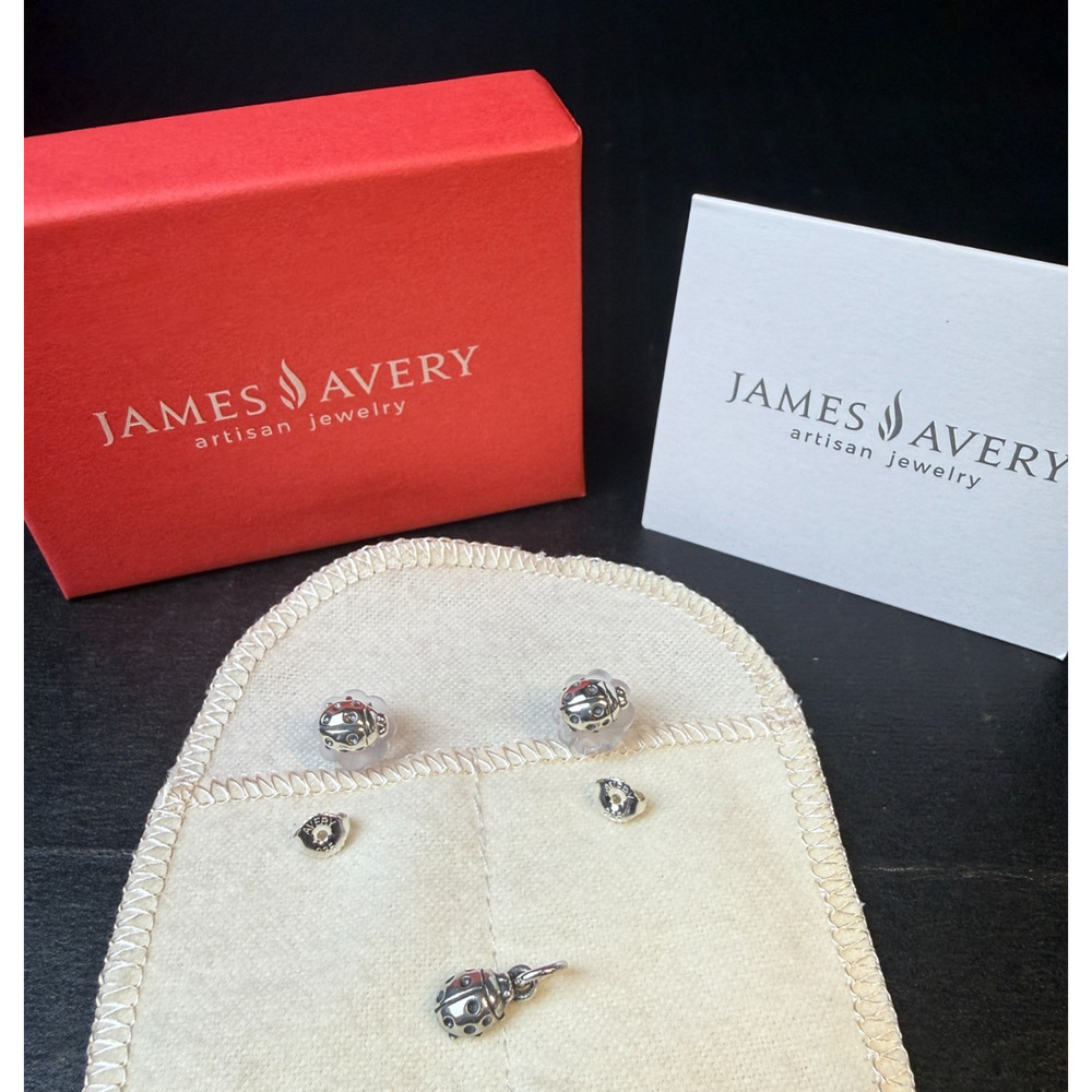 James Avery Sterling/925 Ladybug Charm With Matching Earrings/Studs - Picture 4 of 8